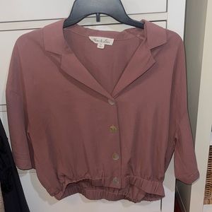 Purple cropped short sleeve button up